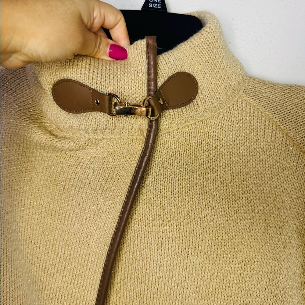Beige Cape with Brown Trim - Picture 8 of 8